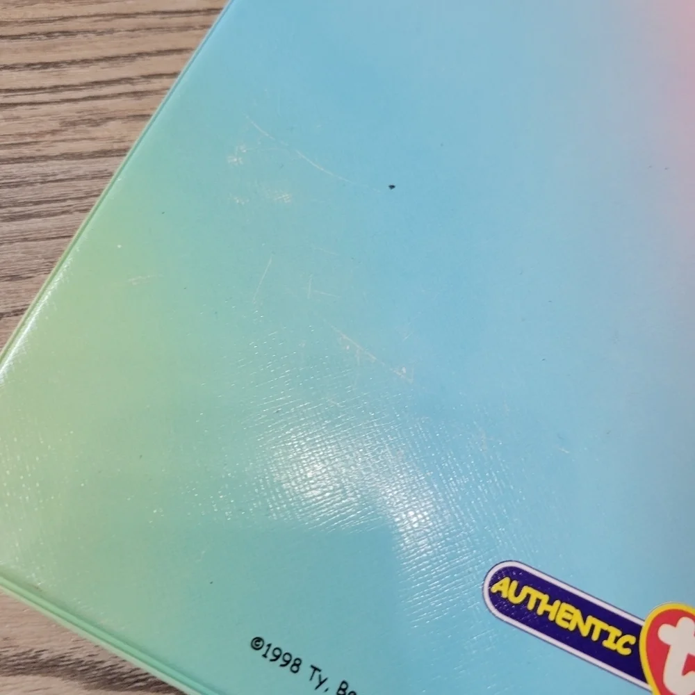 Vintage 1998 Beanie Babies card binder with 49 cards yellow